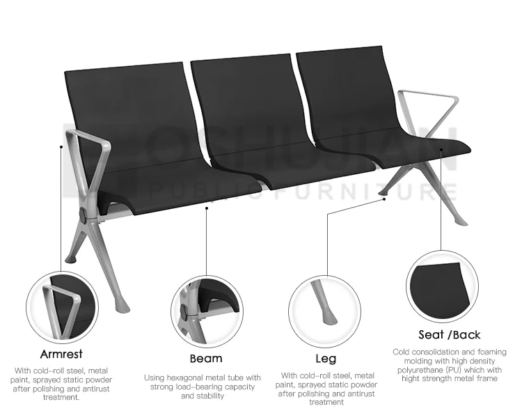 Современный стильный полиуретановый стул для ожидания в аэропорту