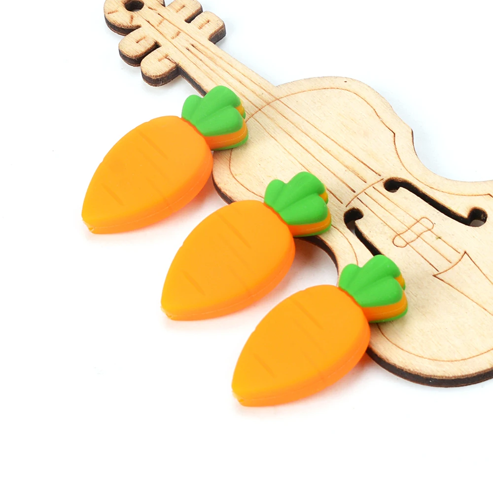 New Cute Carrot Shape Baby Teething Custom Silicone Beads Cartoon Focal Charms Food Grade Silicone Beads for Pens Making