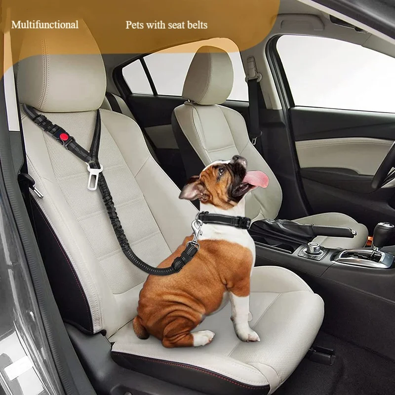 Minerva Wholesale Nylon Durable Car Seat Belt Multi Function Adjustable Fit All Vehicle Buckle Safety Car Ride Pet Dog Leash