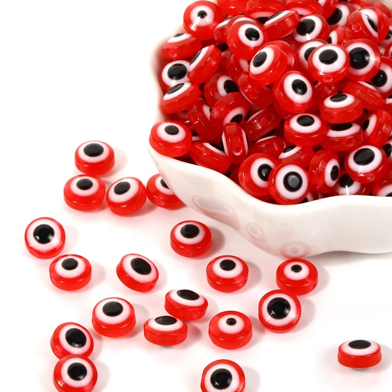 high quality 8mm resin flat round fish eye bead stripe color loose resin beads for diy jewelry making