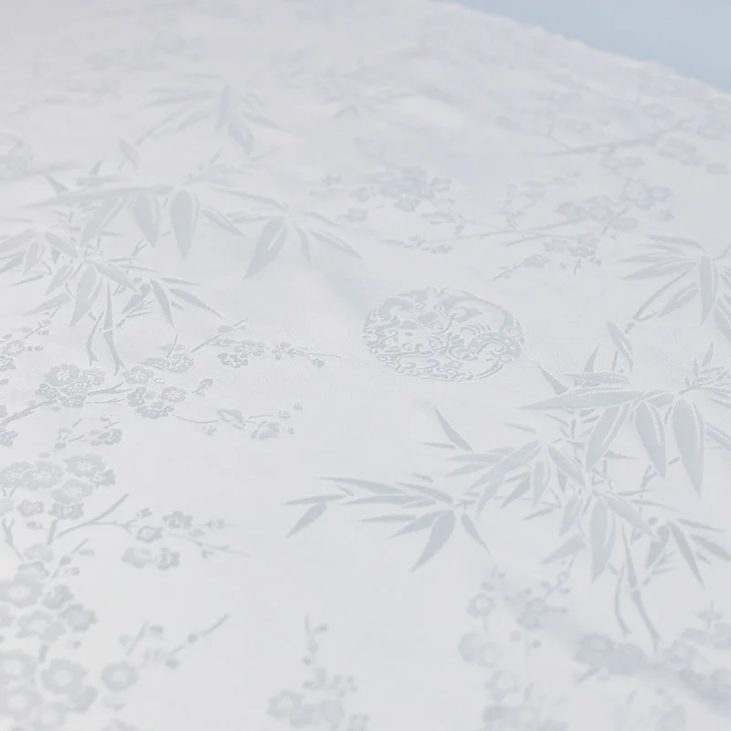 Wholesale bamboo plum blossom jacquard satin brocade pure plain mulberry 100% silk fabric