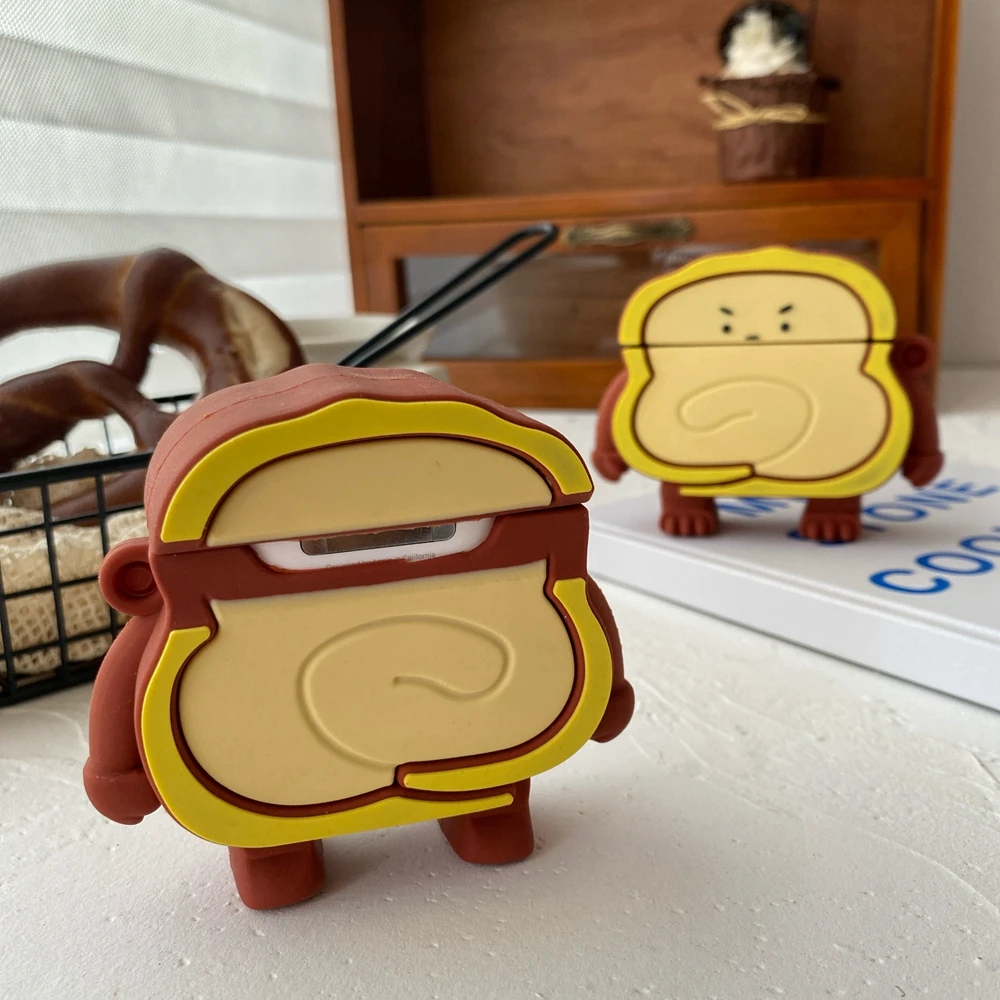  Защитные чехлы для Airpods 1 2 3D Мультяшные мягкие силиконовые с изображением хлеба Pro аксессуары зарядки