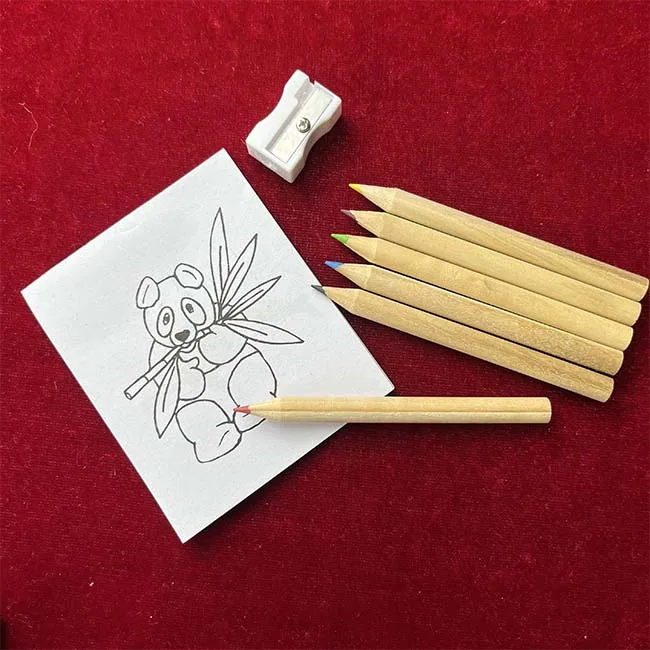 Promotional 3.5 Inch Pencils Mini Colored Pencil Set with Custom Logo Packed in Kraft Paper Box Hexagonal Wood Student Pencil