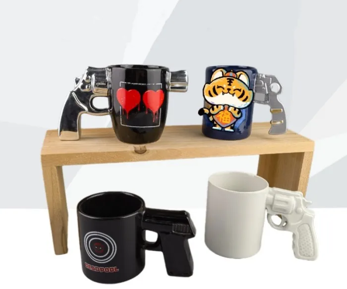 Customized 20oz Ceramic Gun Handle Mug Pistol Handle Ceramic Mug Special Handle Ceramic Coffee Mugs