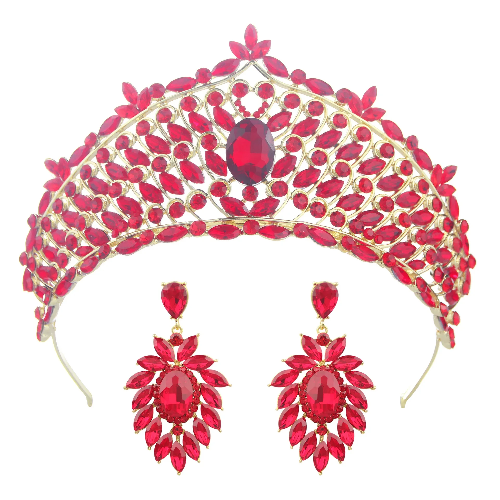ROMANTIC Baroque Girls Party Jewelry Bridal Crown Earrings Wedding Hair Jewelry Water Drop Purple Crystal Tiara