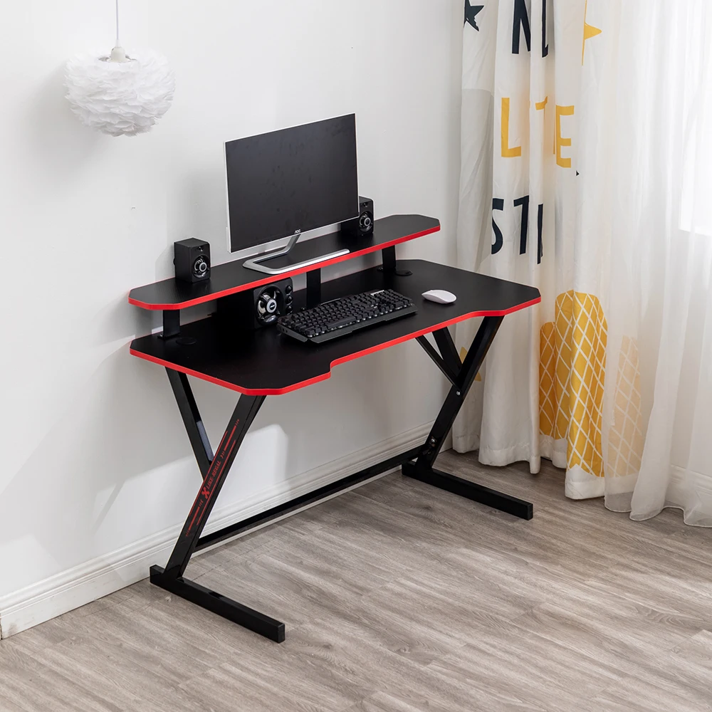 CHARMOUNT Best Selling Gaming Table PC Laptop Computer Gaming Desk with LED Lights