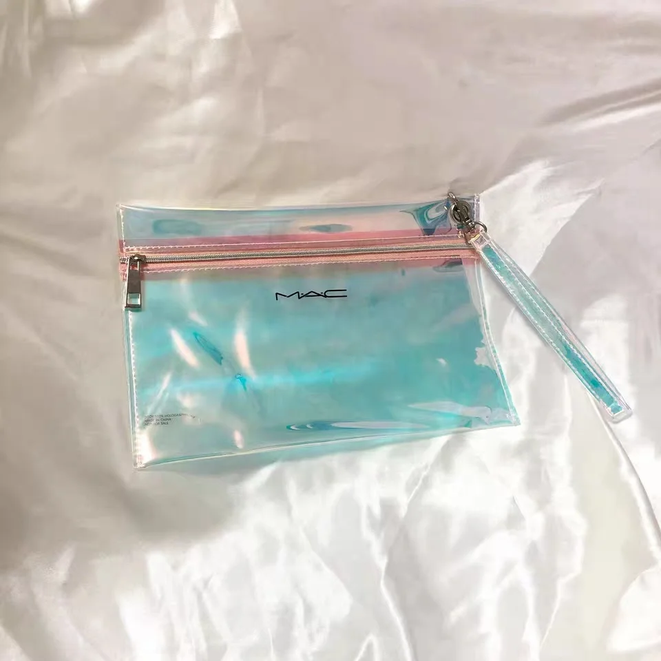 Holographic Clear plastic Colorful Glitter Confetti Powder Laser PVC Cosmetic Messenger File Envelope Pouch Bag
