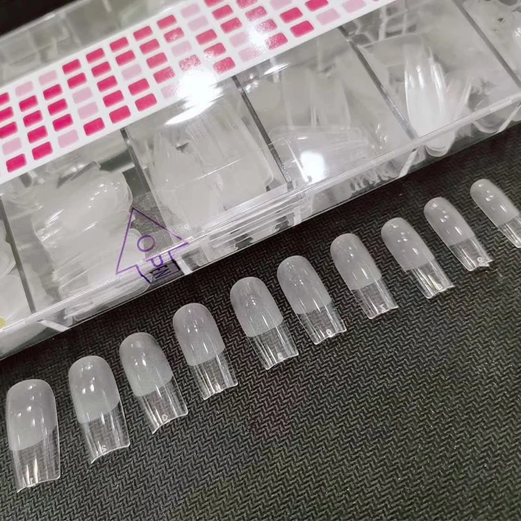 Частная марка, накладные длинные ногти, полное покрытие, прозрачный мягкий гель, тонкий наконечник, накладные ногти