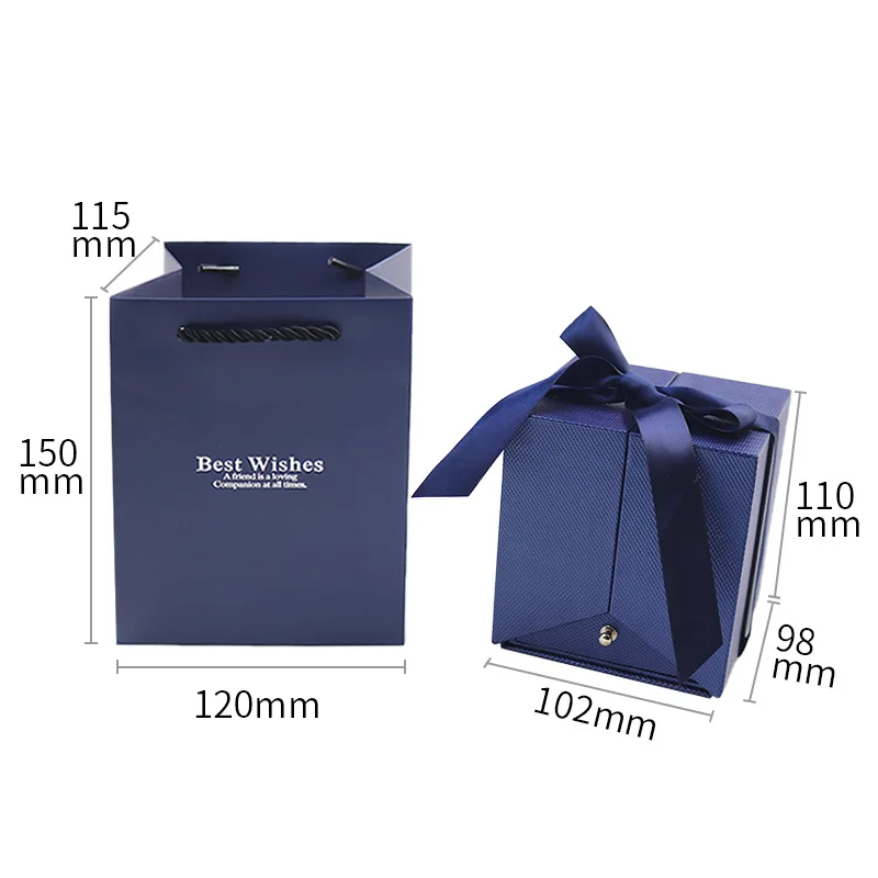 Handmade Pink Wedding Party Favors Double-Door Chocolate Paper Box Rotating Rose Candy Jewelry Gifts Packaging Floral Flower