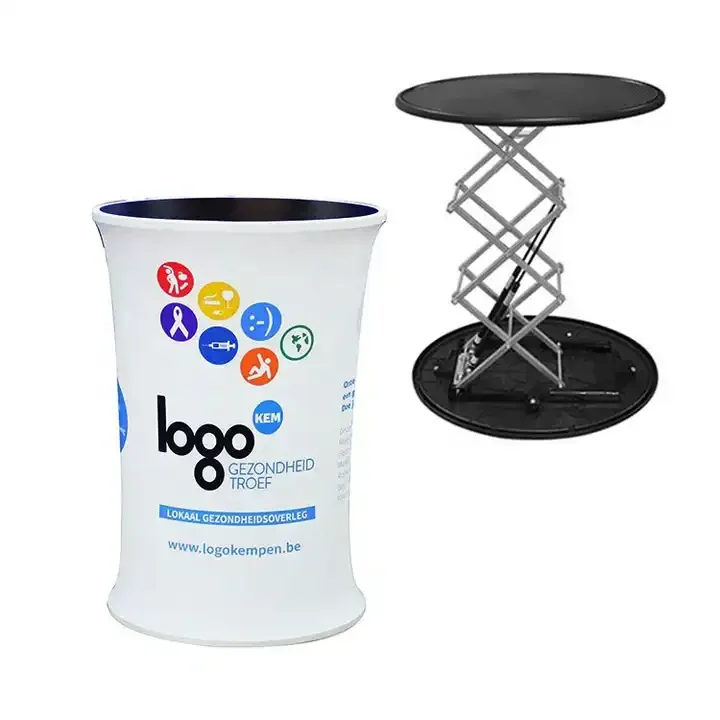 Rectangle/Oval Podium Counter Foldable Pop up Table Automatic Rising Promotional Counter Display