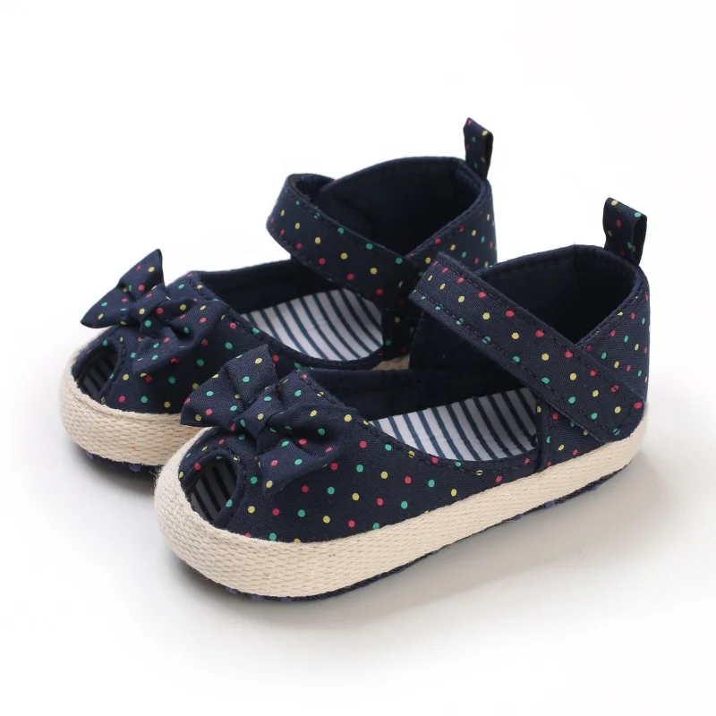 EVERTOP full cotton canvas printing non slip sole summer baby sandal shoes newborn girl shoes