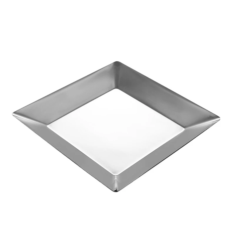 High Quality Stainless Steel Multi-functional Square Plate Dishes Various Sizes for Dinner Wedding Kitchen Storage Tray