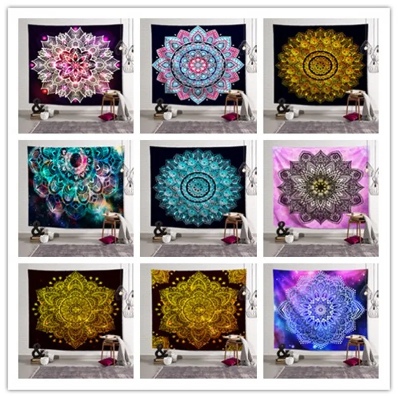 Custom Household High Digital Printing Psychedelic Indian Bohemian Mandala Beautiful Wall Hanging Tapestry