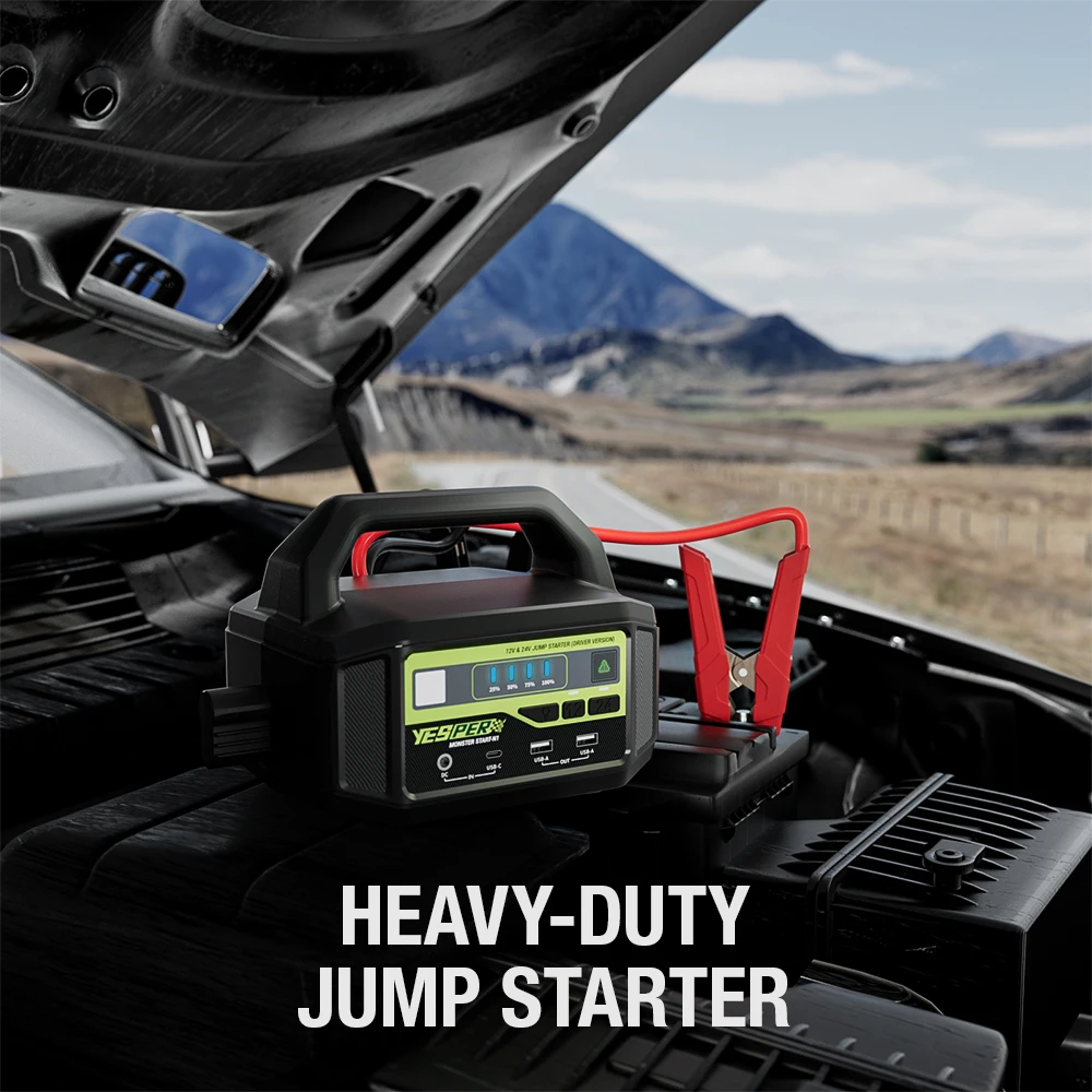yesper Monster N2 jump starter strong power 43400mAh battery capacity 12V 24V car starter for truck