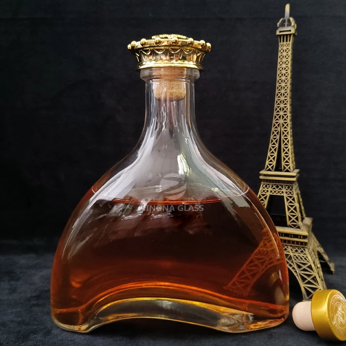 JINGNA Recyclable Unique Customized 750ml spirit brandy whisky glass bottle