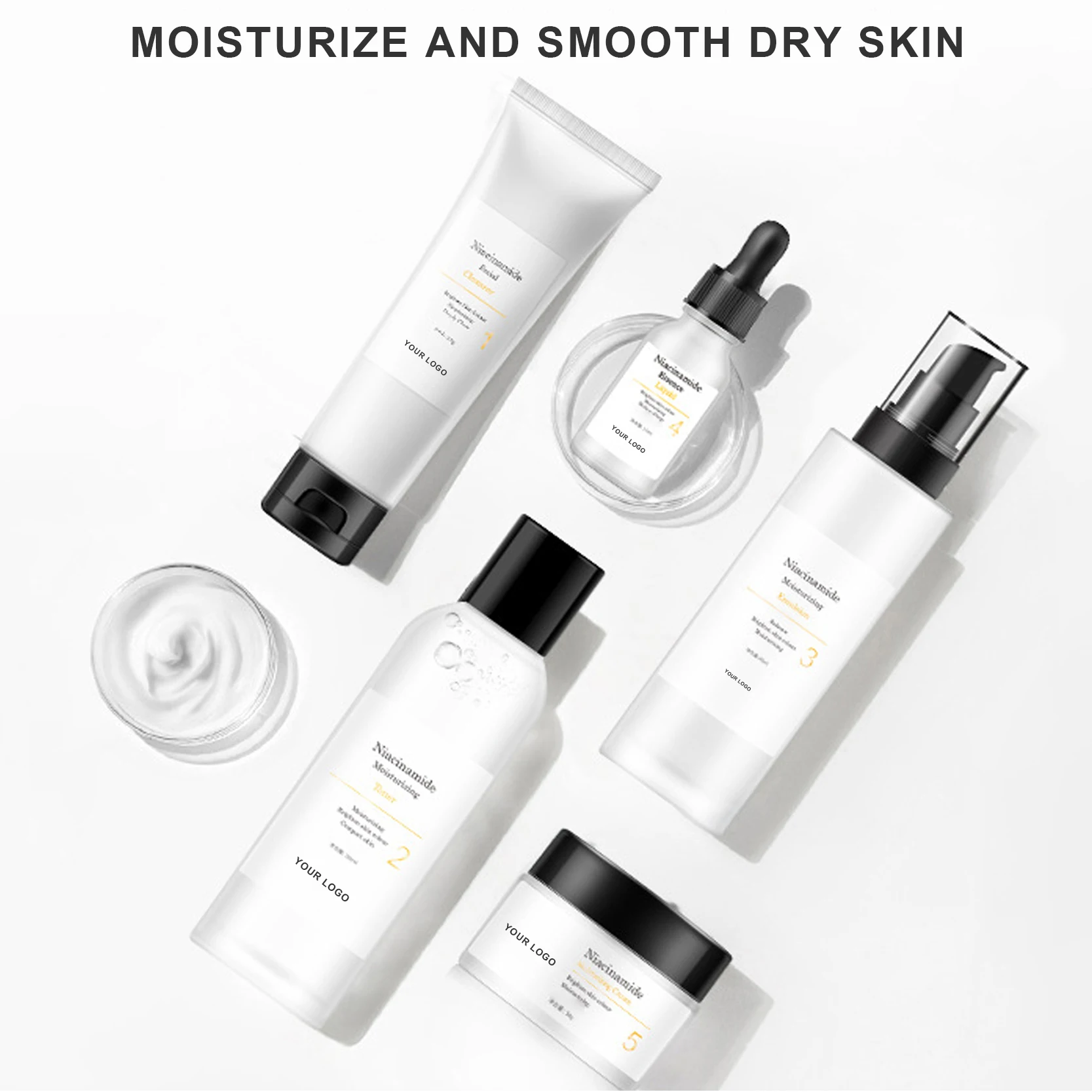 Custom Private Label Korean Cosmetics Anti Aging Repair Whitening Nourishing Moisturizer Niacinamide Brightening Skin Care Set