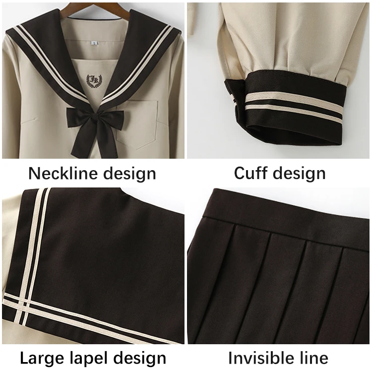 Japanese Korean Version JK Suit  Spring School Girls High School Sailor Costumes Student Girls Pleated Skirt