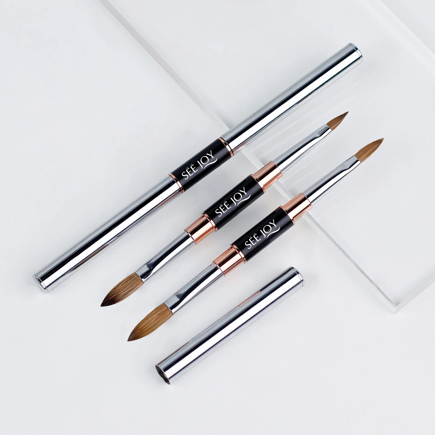 Wholesale Metal Handle Nail Art Tool 100% Kolinsky Sable Acrylic Nail Brush Beauty Nail Kit