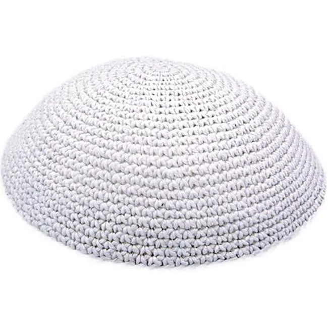 Classic Frik Holy Cupola Yarmulke White Knitted Tribal DMC Handmade Advanced Customization Jewish Kippah Israel Hat