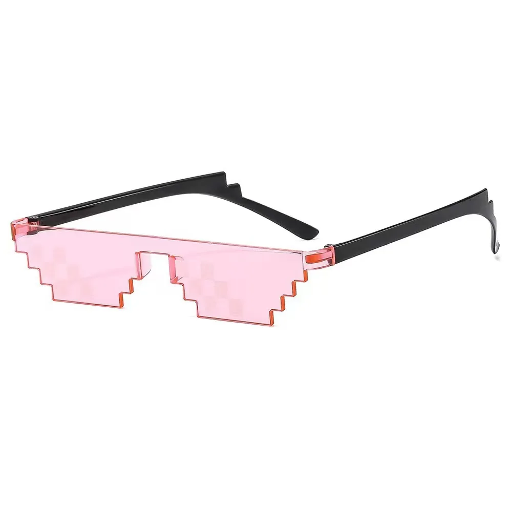 Pink Blue Yellow Black Cosplay Funny Pixel Thug Life Party Glasses Mosaic Sunglasses for Men Women