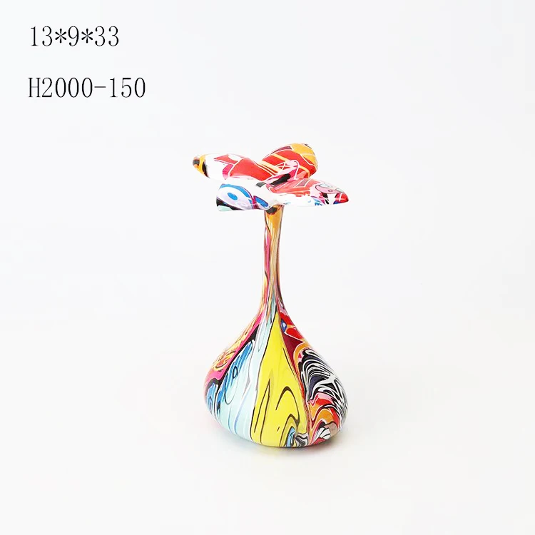 H home decoration colorful modern abstract graffiti water transfer colored tree resin statues