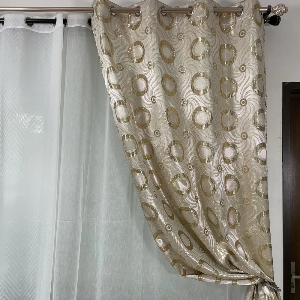 Wholesale Price New Design 100% Polyester Gold Silk Wholesale Luxury Jacquard Curtains for livingroom