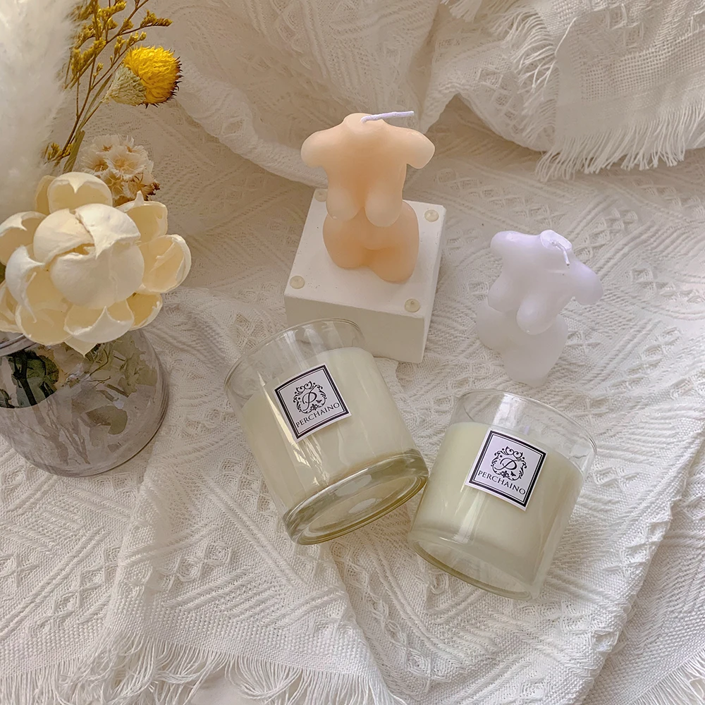 wholesale custom 4oz 8oz 10oz13oz clear frosted candle glass containers vessels holders jars with bamboo lid for candle making