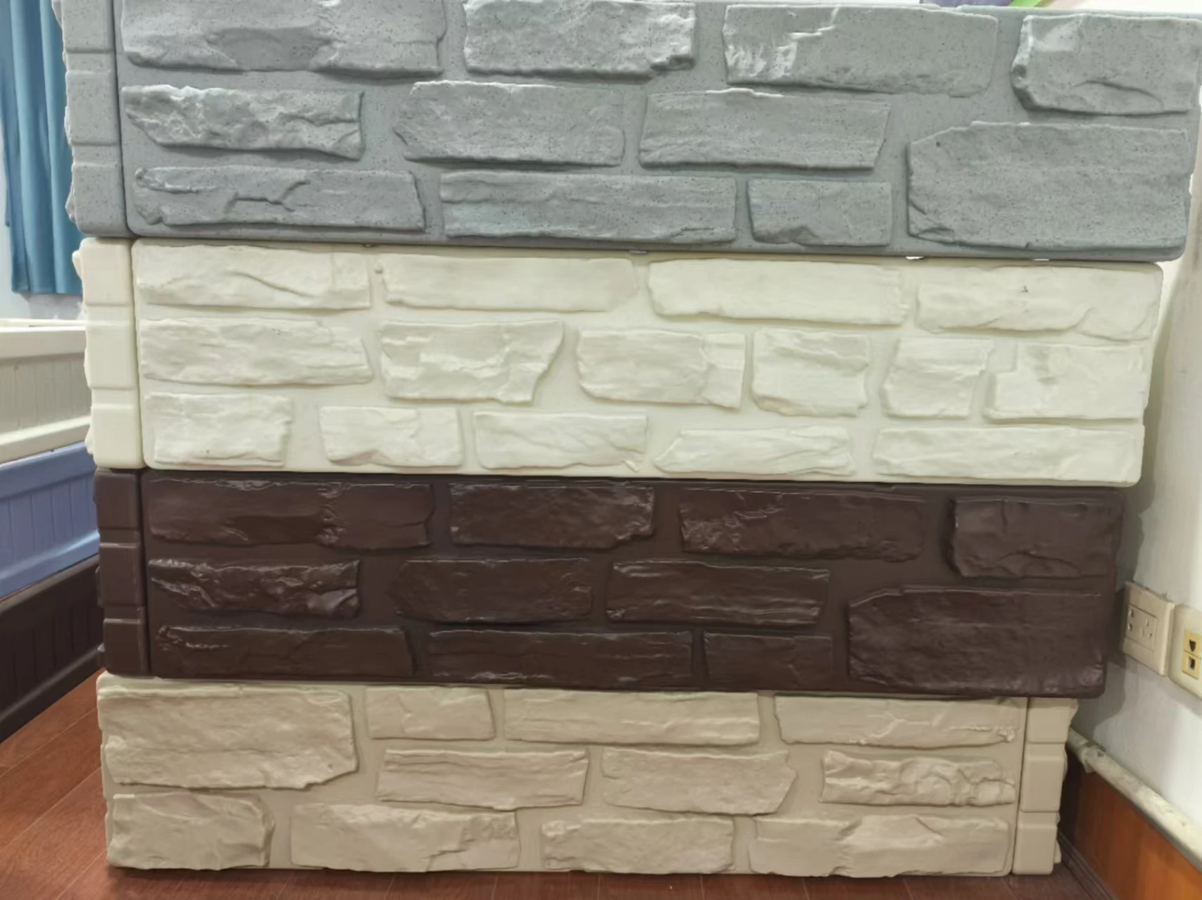 Stylish Durable HDPE 4ft Square Stone-wall Raised Garden Bed Planter for Outdoor Courtyard Garden Park Villa