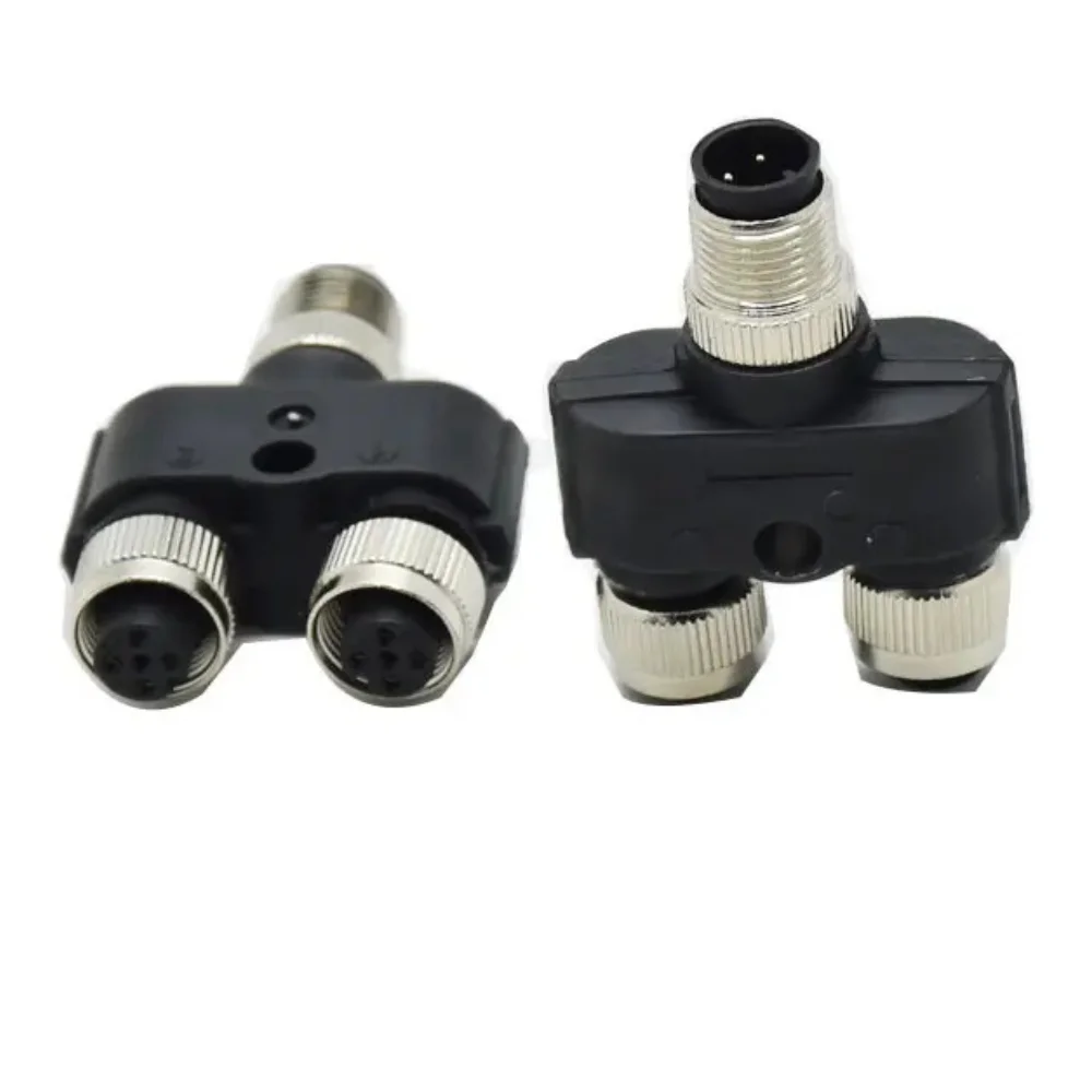 M12 Y Type Connector 1 Male to 2 Female Splitter Adaptor IP68 Waterproof Connector Nmea2000 Connector