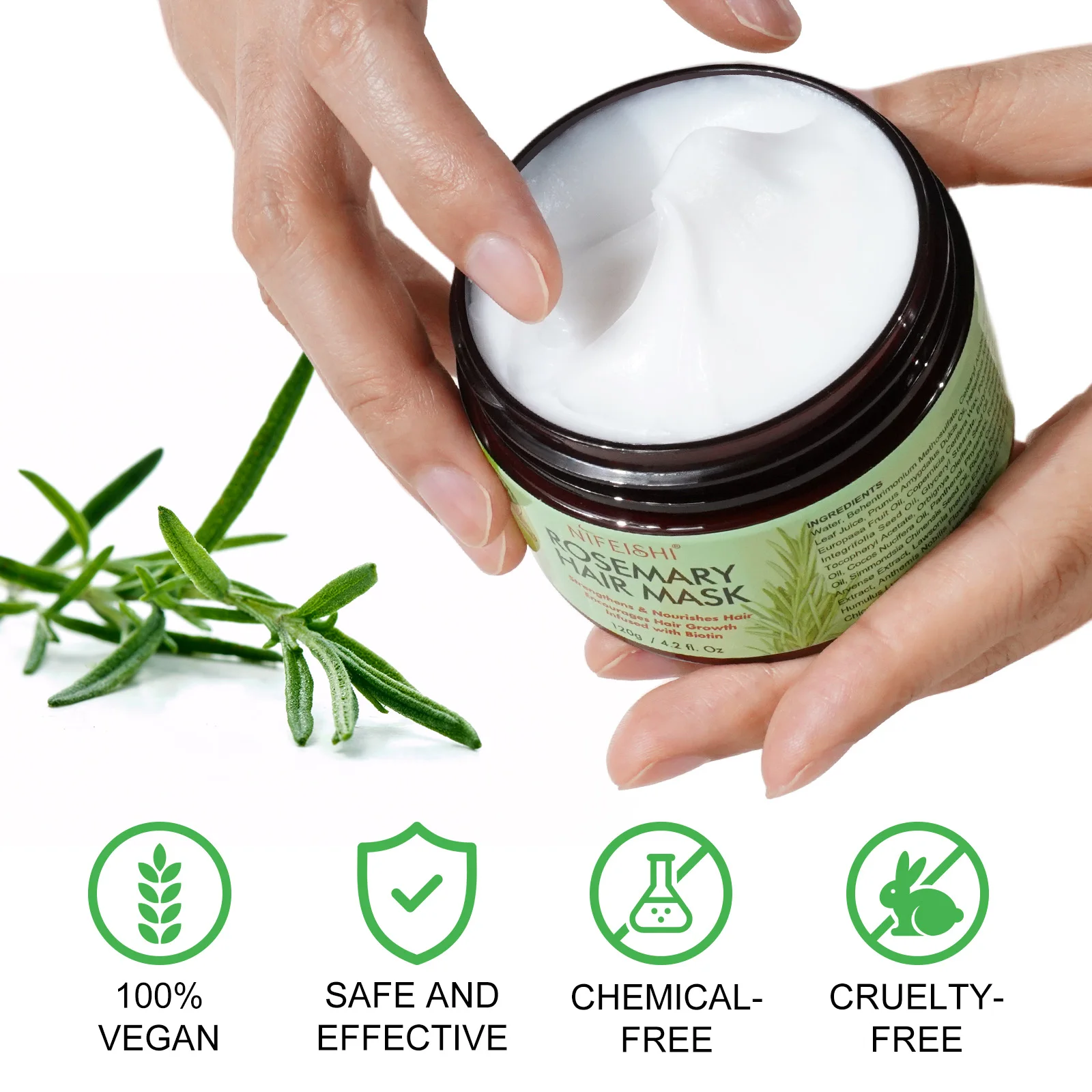 NIFEISHI Private Label Natural Organic Vegan Keratin Collagen Rosemary Hair Mask for Damaged Hair Strengthens Nourishes