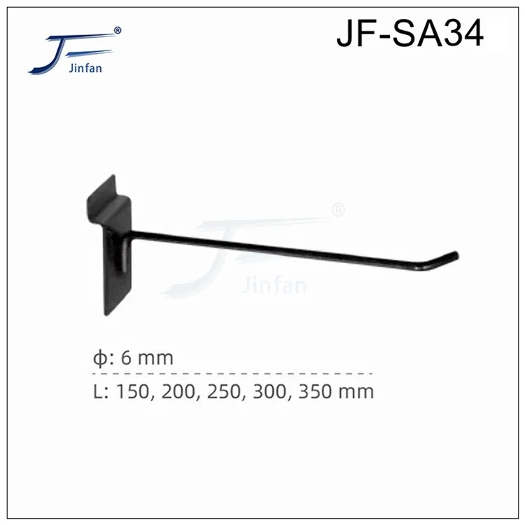 Wholesale Customized  steel wire black plated supermarket groove slot slat back panel board display hanger hook