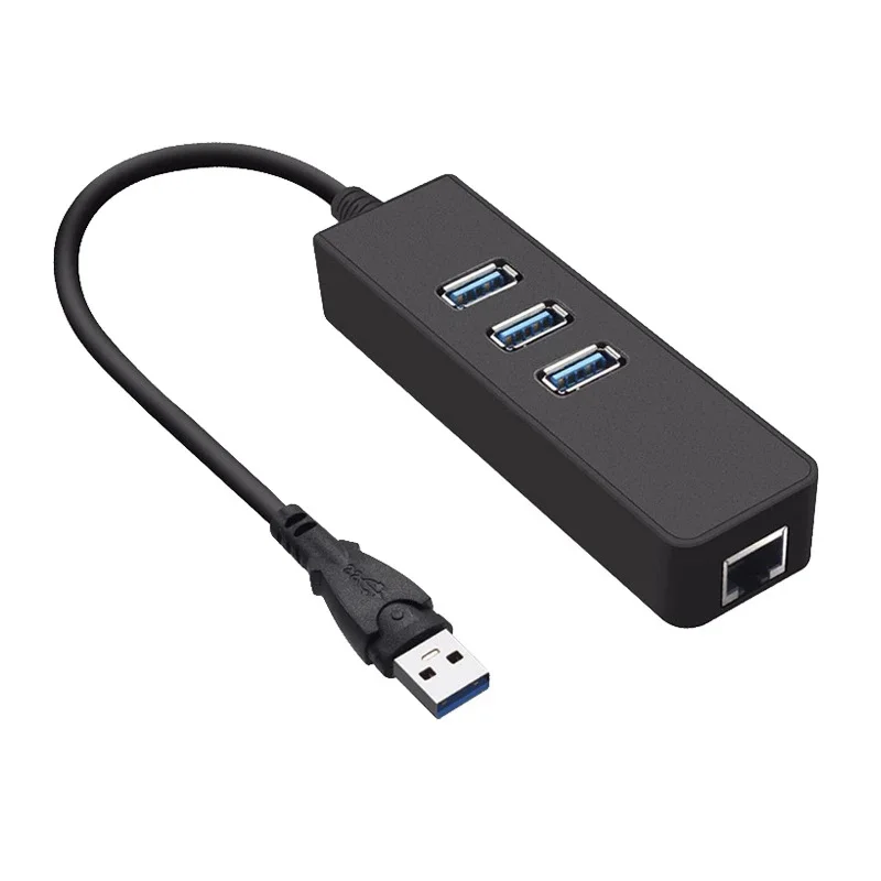 USB 3.0 Ethernet Adapter With 3 Ports USB HUB To RJ45 Gigabit Ethernet Lan Network Card For Windows USB Ethernet Adapter
