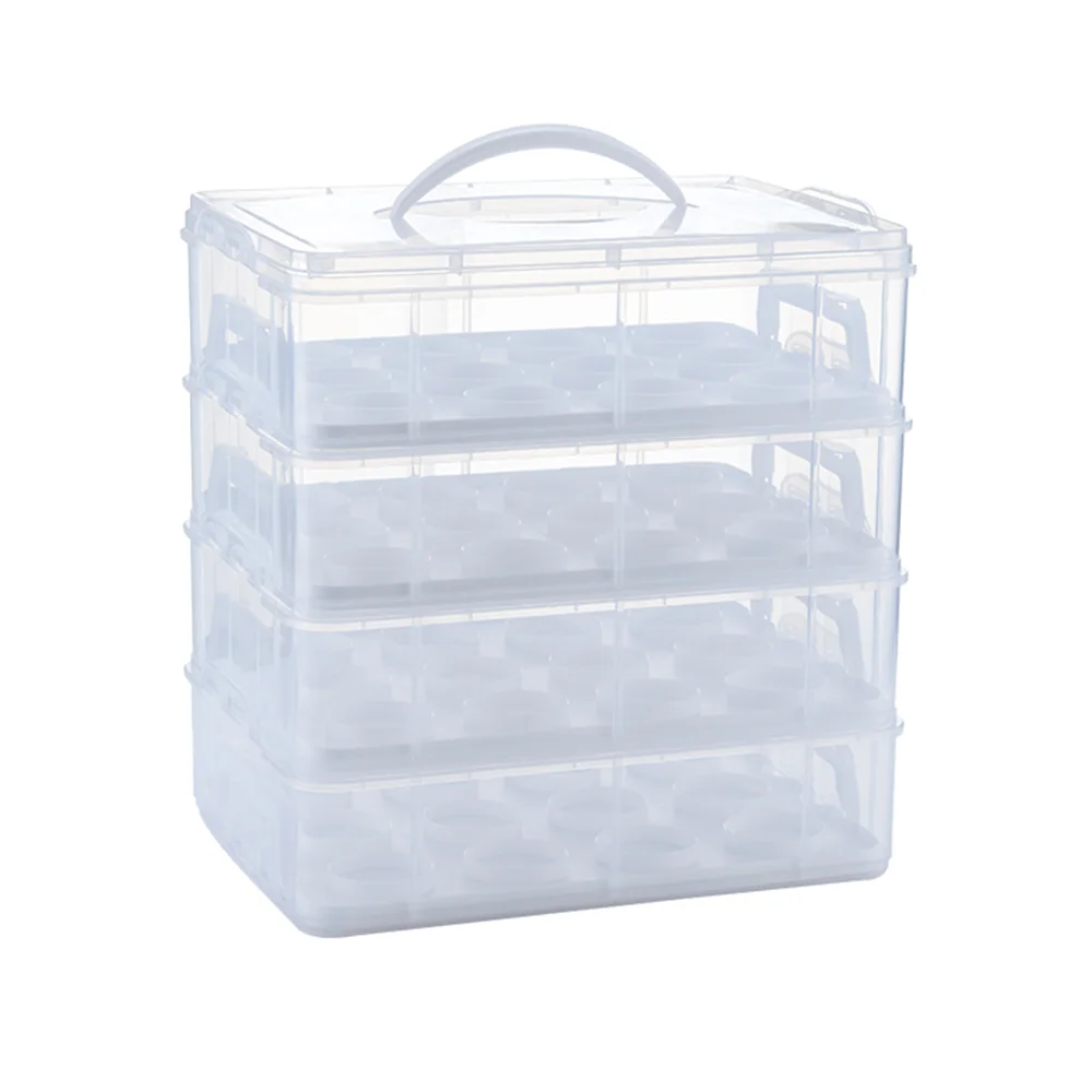 Portable clear transparent 4 layer plastic cup cake box