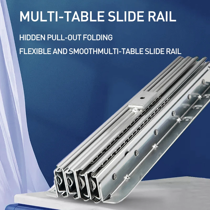 ROEASY 100% extend table drawer slide channel multi sections 13 fold dining table slide rails