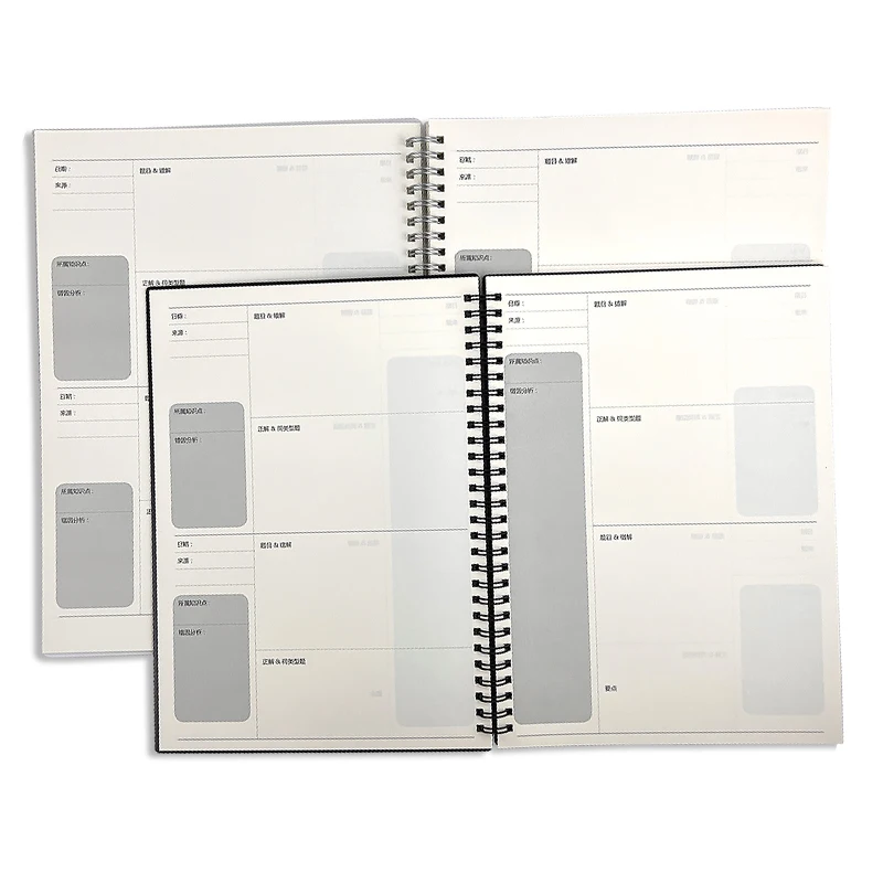 Custom Size Schedule Plan black Sketch book B5 A5 A6 Wire Binding Spiral Sketchbook Kraft Paper Cover Recycled Coil Notebook
