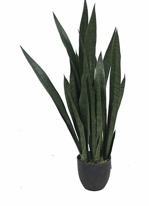 Современное искусственное декоративное зеленое растение Sansevieria в виде змеи с