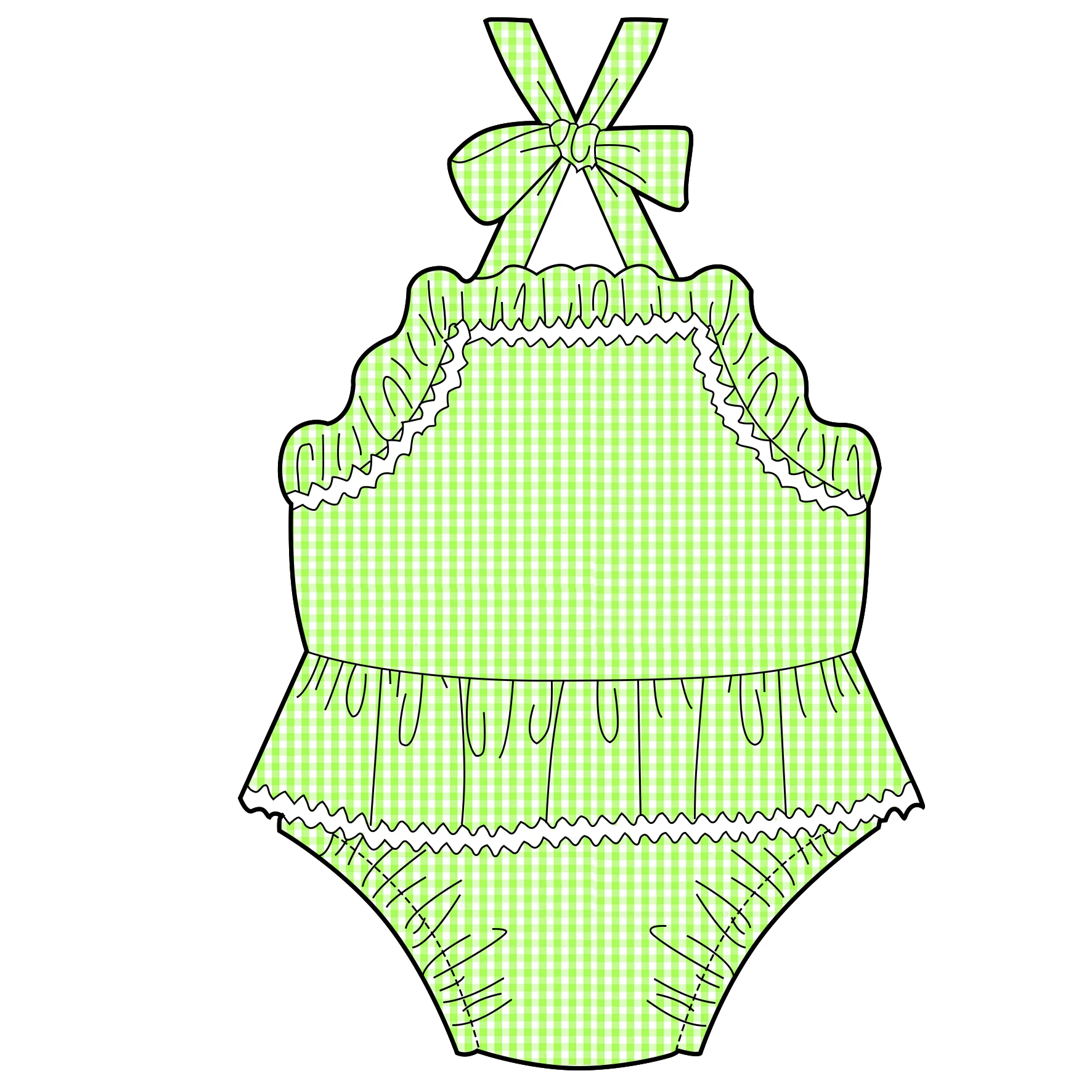 Monogram seersucker swimsuit kid girls with ruffle  one piece bathing suit swimwear summer baby toddler swimsuit