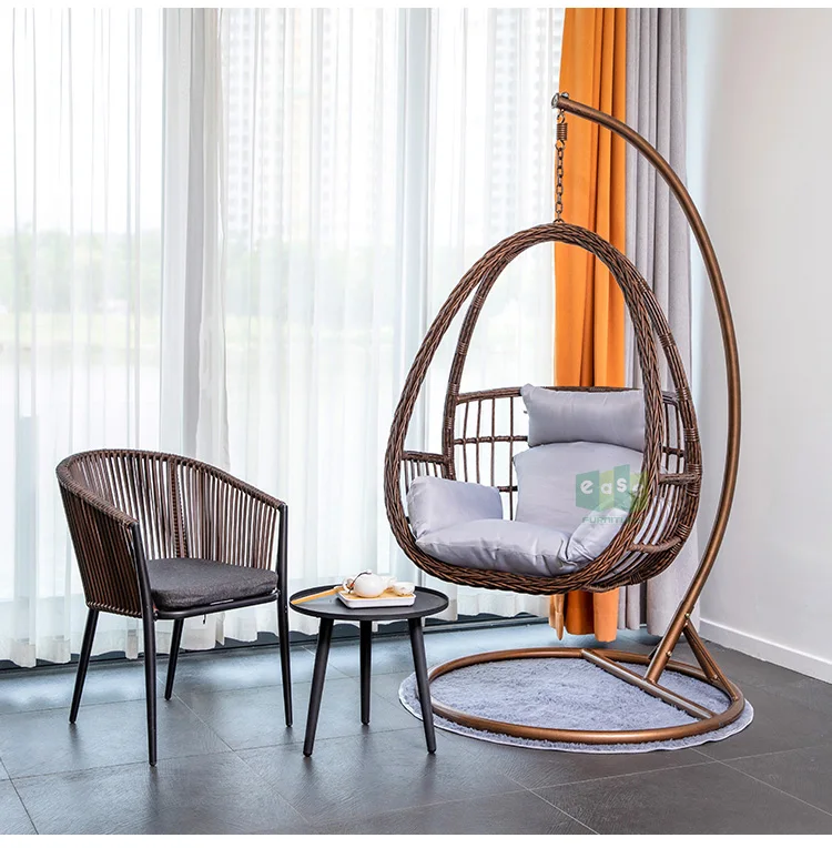 (EFH1003) Rattan basket hanging furniture egg swing chair for indoor outdoor