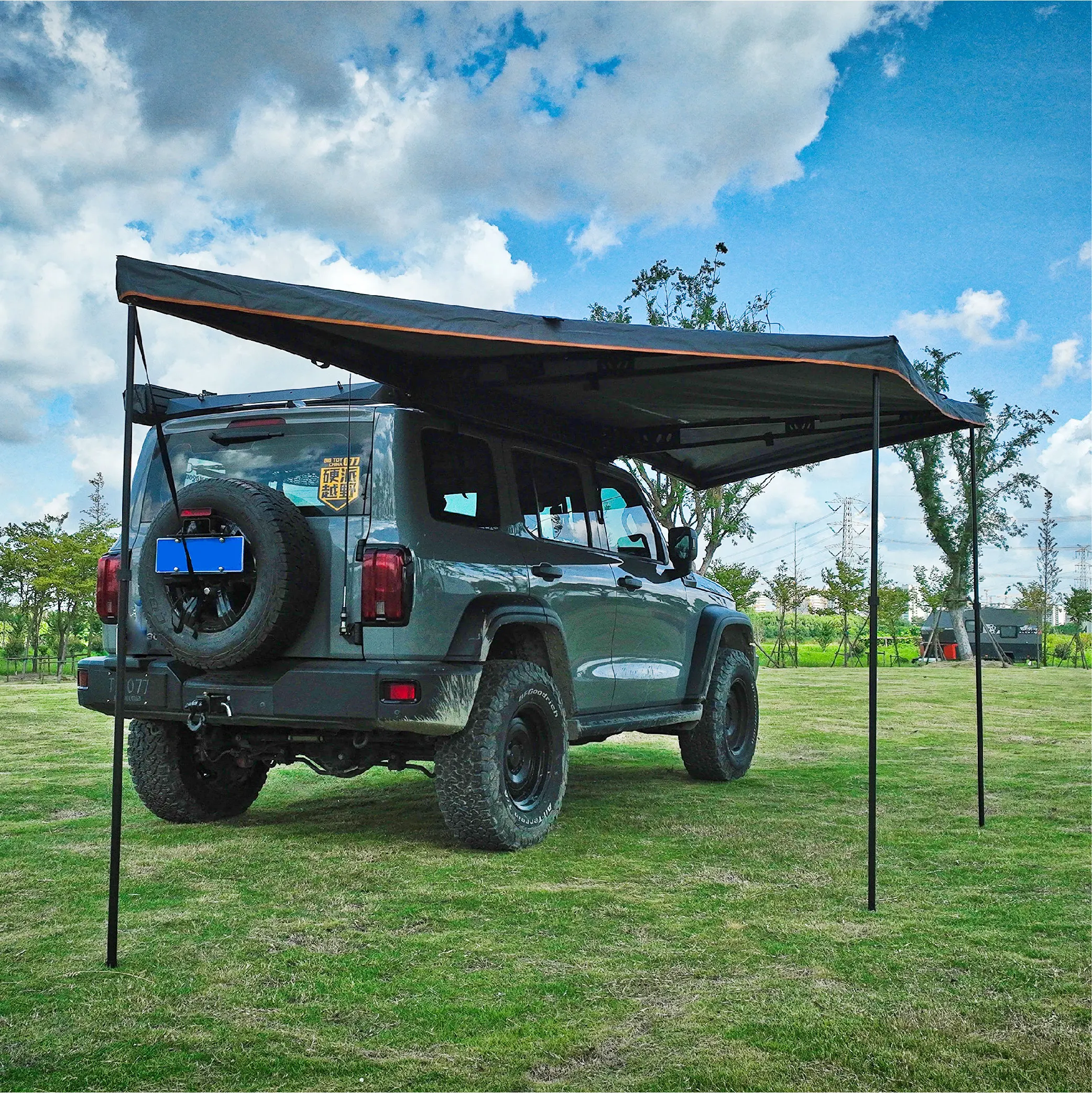 Yescampro new design roof top tent car side awning 180 degree awning review