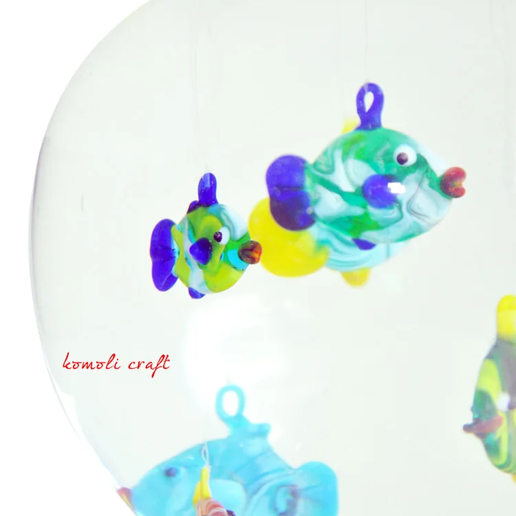 Маленькая плавающая стеклянная фигурка рыбы для украшения аквариума