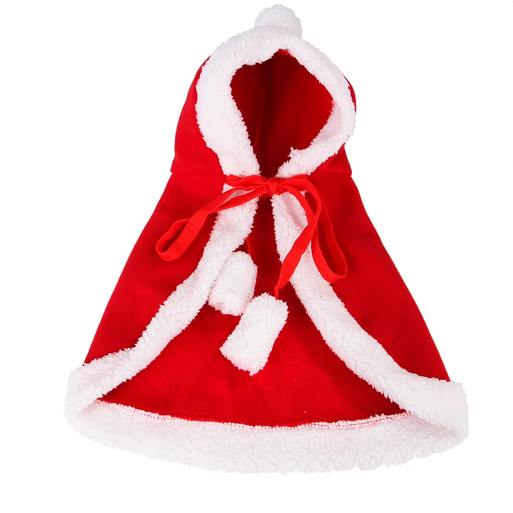 Cat Christmas Costume Red Colour Pet Festival Hooded Cloak