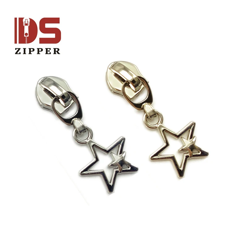 Creative and customizable rainbow color golden star pull tab zipper can be used for nylon plasticzipper