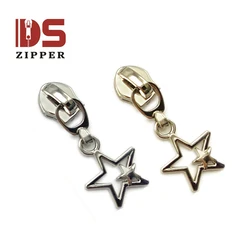 Creative and customizable rainbow color golden star pull tab zipper can be used for nylon plasticzipper