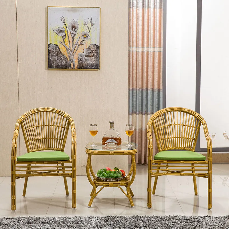 Hot summer cool rattan bamboo beautiful solid durable table and chair set