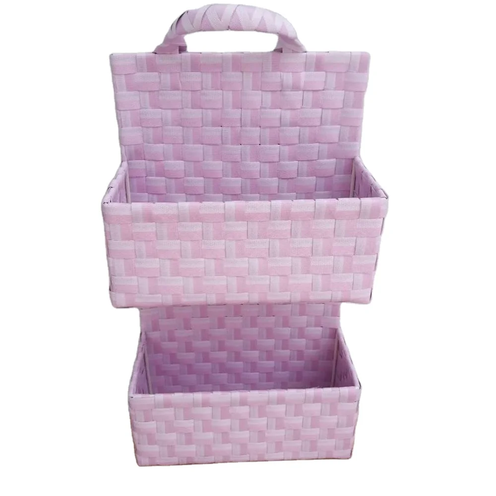 Wholesale Colorful Hanging Style Durable  Home Kitchen 2 Tiers Black Wall Mounted Storage Basket