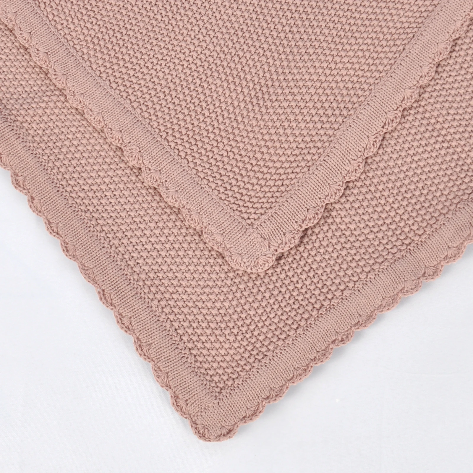 Pinuotu Baby Knitted Blanket Pink Frill Edge Toddler Winter Knit Bedding Cover Warm Children Cotton Swaddle Blankets