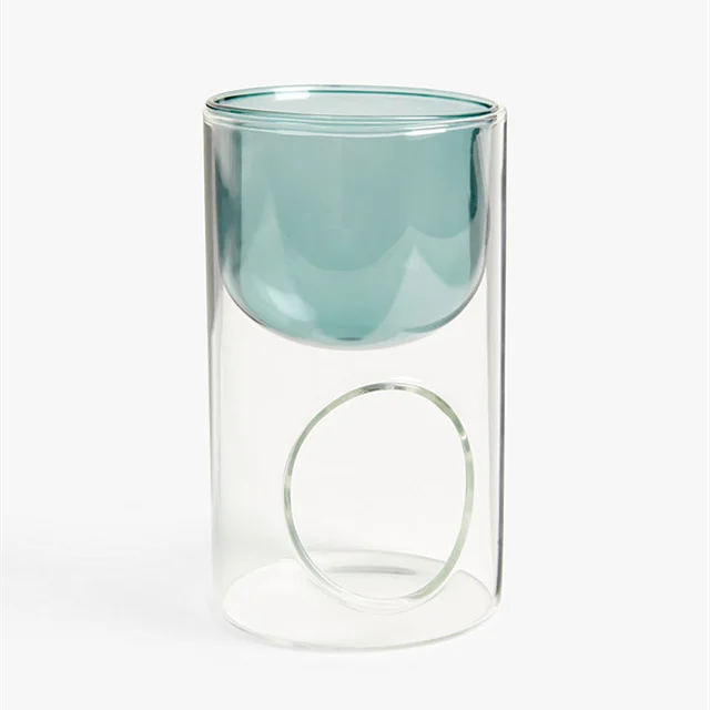 Home Decor Hand Blown Removable Colored Cylinder Glass Essential Oil Diffuser Wax Burner for Sale