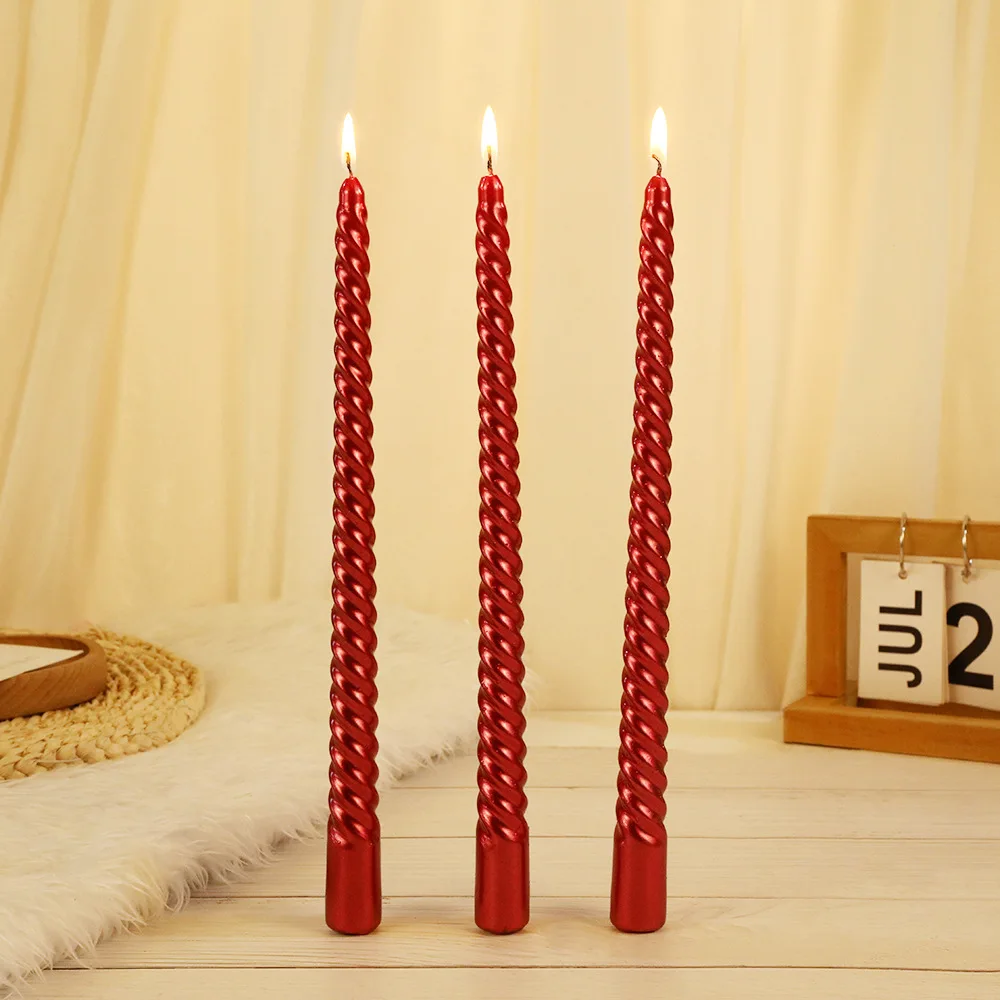Wholesale Luxury Classic Smokeless Paraffin Wax 30cm 12inch Long Stick Spiral Candle Set