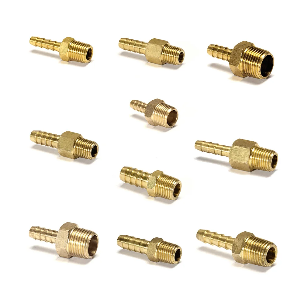 Custom size Brass Nipple joint Insert pneumatic adapter Male swivel hose barb fittings