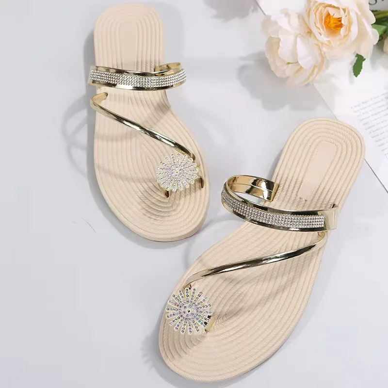 Summer Women Sandals Sexy Peep Toe Bohemia Sandals Crystal Decor Women Sandals Gold Sliver sandalias de mujer